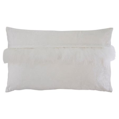 SARO LIFESTYLE SARO 9116.W1220BP 12 x 20 in. Oblong White Velvet Faux Fur Throw Pillow with Poly Filling 9116.W1220BP